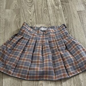 Plaid Gray and Orange Women's Skirt